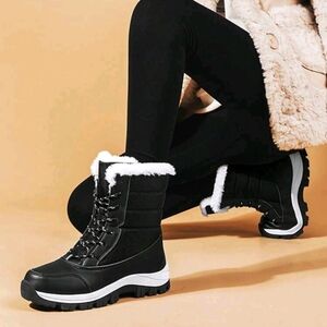 Women’s Black Faux-Fur Winter Ankle Boots